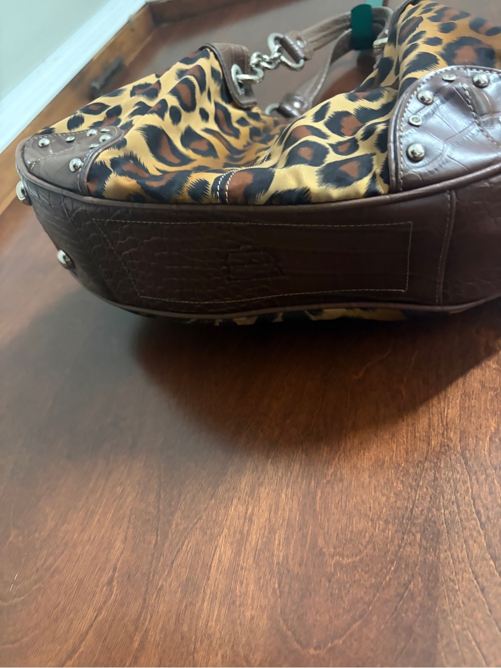 Y2K McBling Kathy Van Zeeland Leopard Print Hobo Shoulder Bag purse EUC - Picture 4 of 9